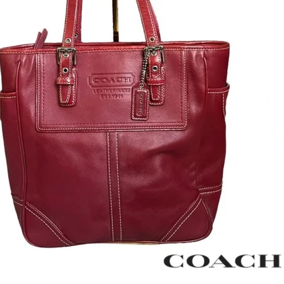 Coach Handbags - Vintage Coach Legacy Red Leather Handbag Tote Purse